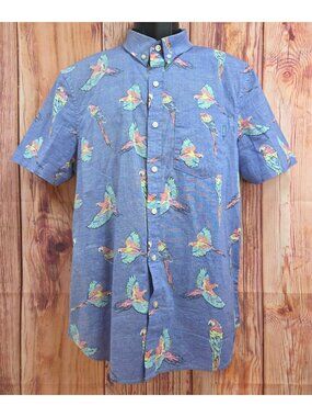 Chubbies Mens Parrot Print Short Sleeve Button-Down Shirt Medium